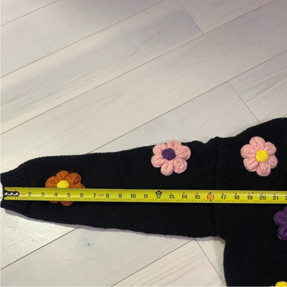Cider Floral Embellished Black Sweater Size XS - Picture 7 of 8